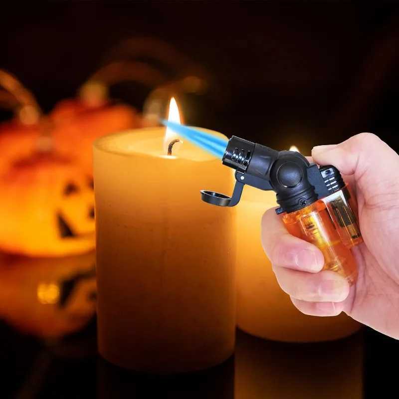 Mini Refillable Butane Lighters Single Jet Flame 45 Rotatable Torch Lighters Windproof Adjustable Butane Gas Lighter X250228