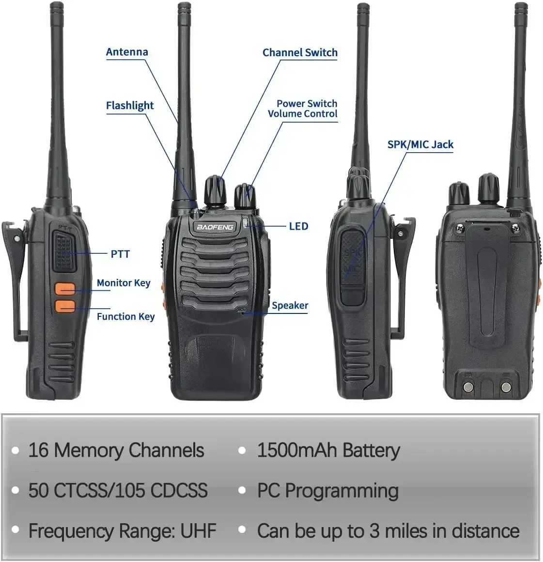 Baofeng 6Pcs BF 888S Walkie Talkie UHF 400 470MHz Long Range Two Way Ham Ras Transceiver for Hunting Hotel Z250221