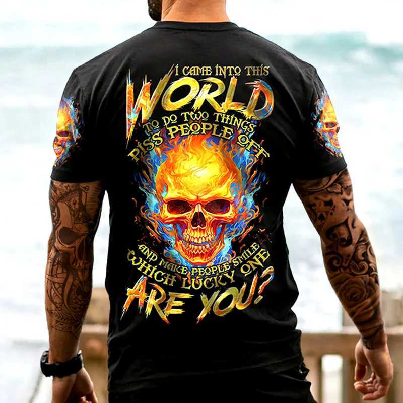 Men's T-Shirts Vintage T-shirts For Men Shirts Short Sleeve Tops Skull Graphic Clothing O Neck Oversized Streetwear 5xl Summer Mens Shirt Tees J2