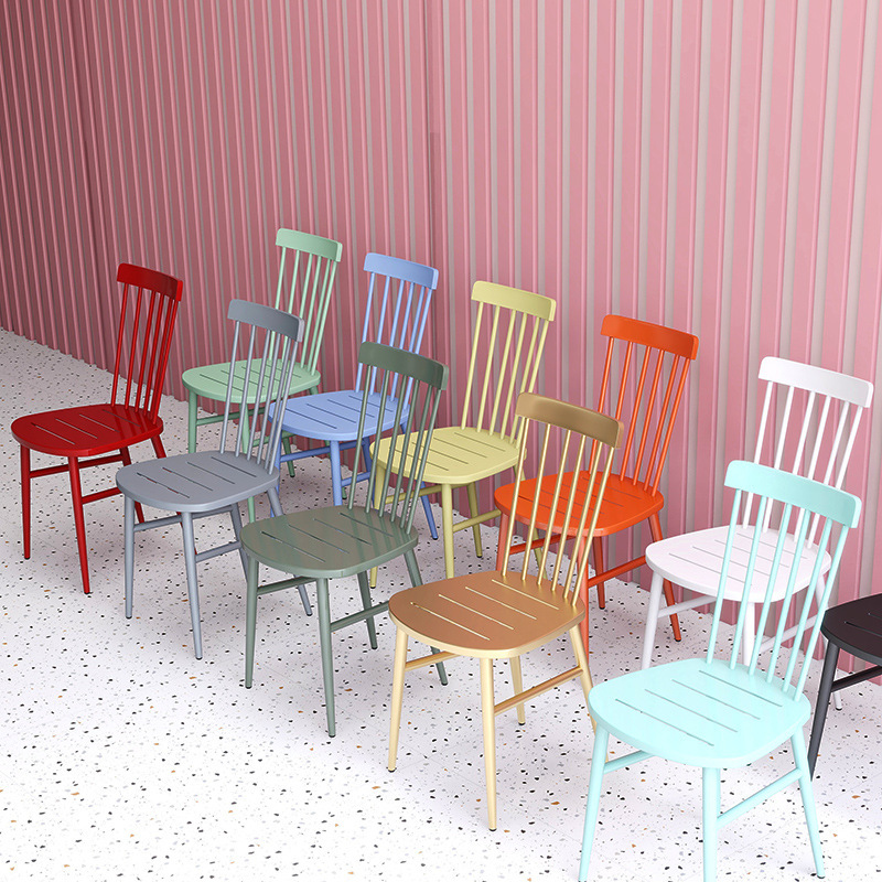 Windsor Chair dining chair backrest Nordic minimalist mesh balcony leisure chairs, wrought iron outdoor tea shop coffee chairs