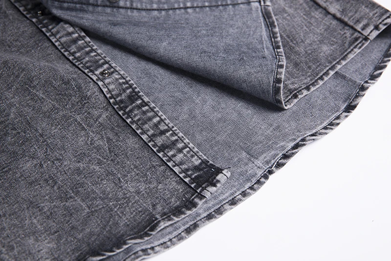 Mens Summer Denim Thin Shirt Short Sleeve Soft Cotton Two Pockets Slim Slight Elastic Jeans Cowboy Shirt Clothing 250225