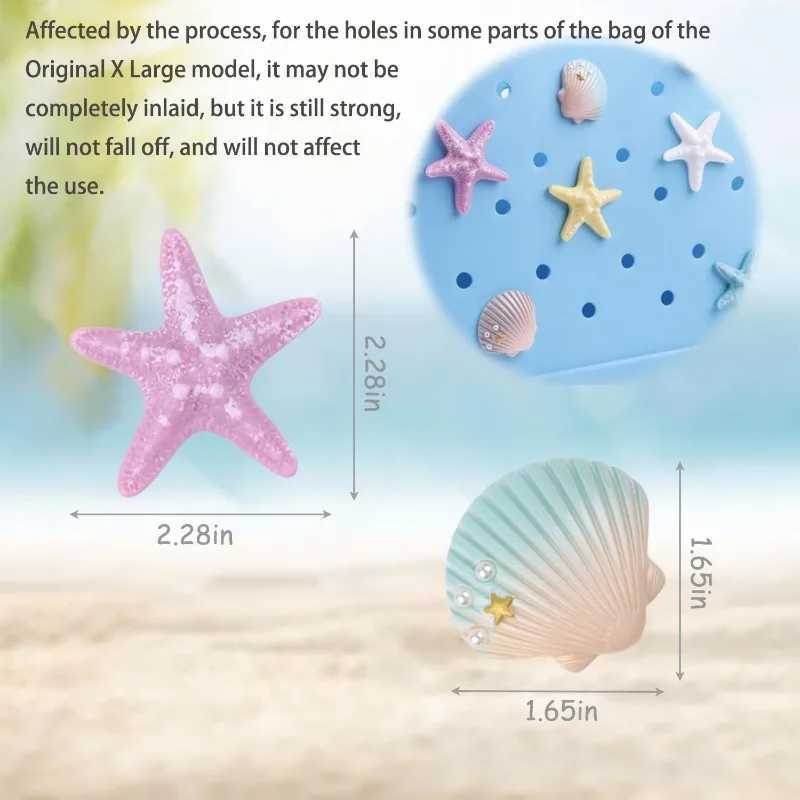 Large Starfish Charms Bogg Bags Pins EVA Rubber Wen Tote Handbag Decorative Shell Buckles Badge Bag Bogg Bag Accessories Y250228