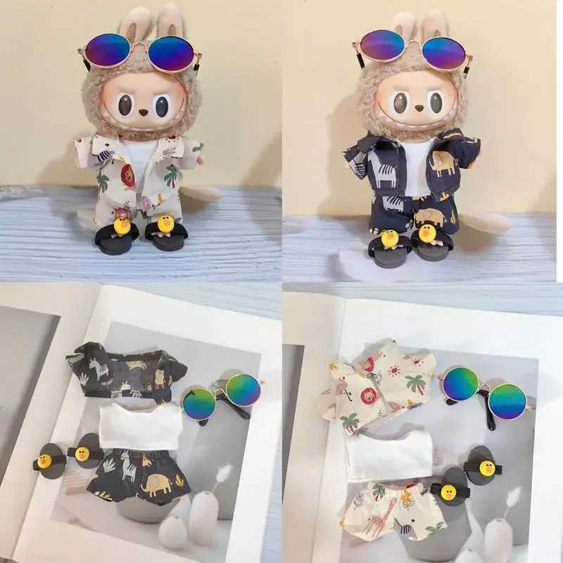 1 set Haii Sle Full-length for 17cm Lababu Clothing Beach Clothes Vinyl Doll Shirt Pants Glasses Suit ShoesXJ250301