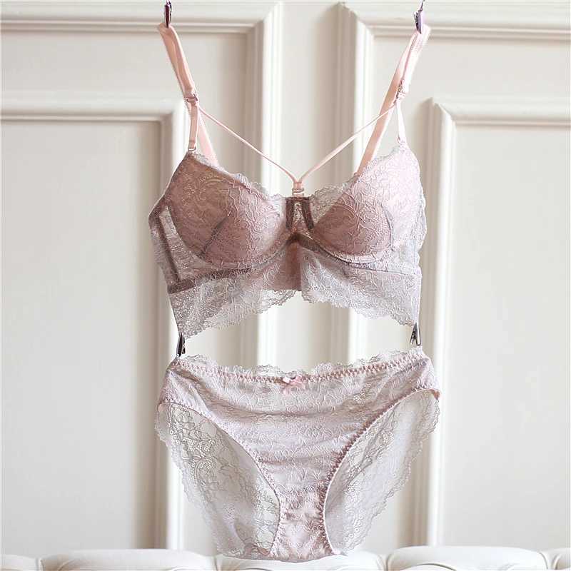 Sexy mouse embroidery thin cup with bra underwear 2023 fashion push up bra and underwear setXJ250301