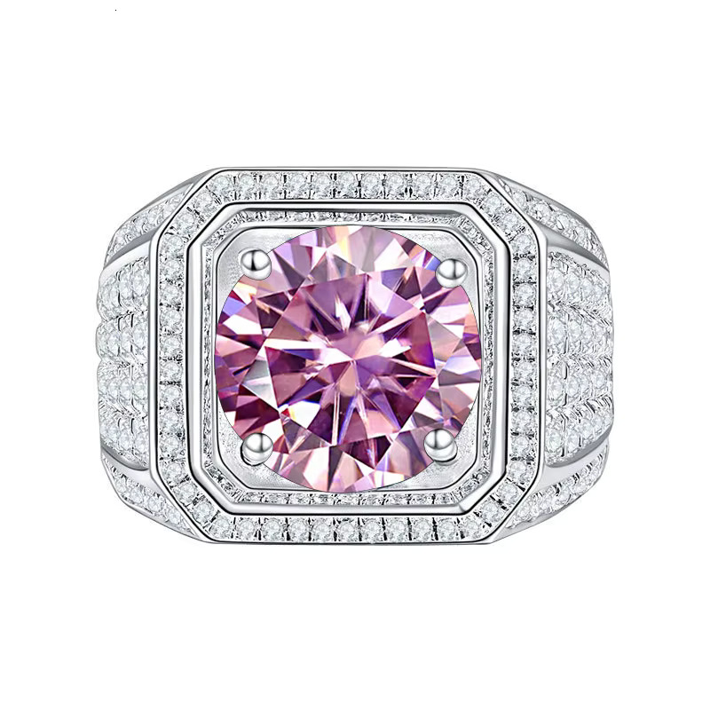 7 Factory Direct Sales Light S Sterg Sier Full Dia 1Carat Colorful Moissanite Ring for Men Fine Jewelry