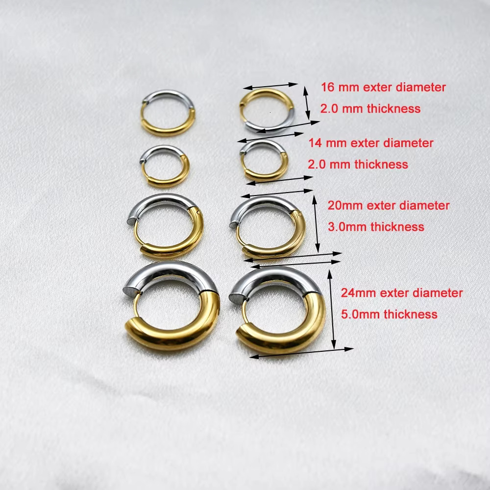 Simple Chunky Hoop Earring for Women Non Fade Minimalist Gold Plating Two Colors Stainless Steel Jewelry Earrings