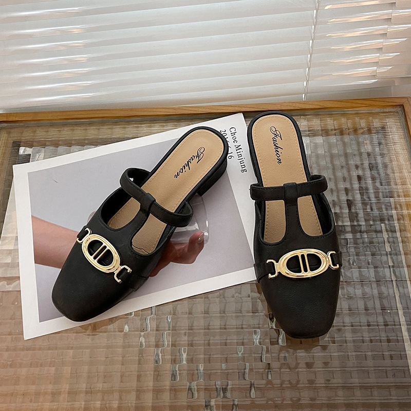 Slippers Women's Summer Wear Half Pack Slippers 2025 New Muller Internet Famous Flat Bottomed Beach Casual Korean Version For Female Students Com
