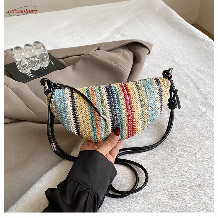 Handmade for women trendy summer crossbody popular beach vacation shoulder grass woven bag #swissmilitary