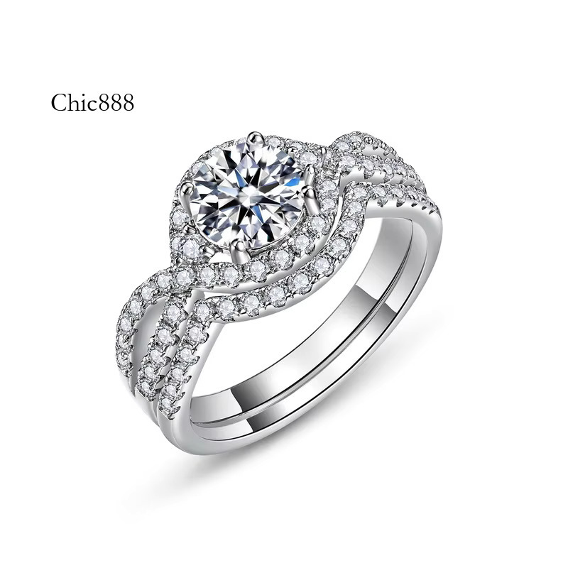 Classic Round Cut Vvs1 Moissanite Dia S Sterg Sier Ring Engagement Women Jewelry Wedding Party Anniversary Gift