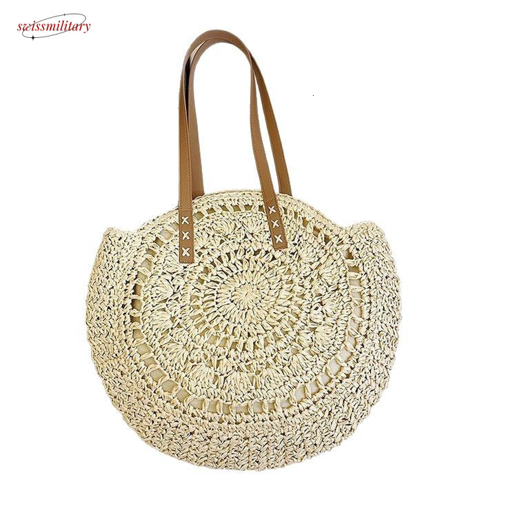 2025 Summer New Fabric Tote Fashion Trend Travel Seaside Play Grass Woven Shoulder Bag #swissmilitary