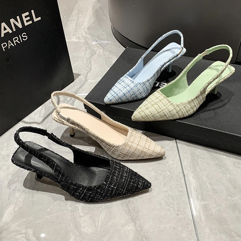 Fashion Womens Pointed High Heels Sandals Banquet Dress Wedding Party Pumps Slingbacks Elegant Slingback Shoes Pumps 250228