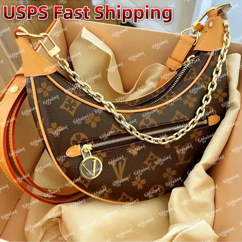 Designer bag crossbody bags metal chain women handbags brown tote bag wallet saddle bag fashion brand shoulder bag high quality Crescent half moon Underarm bags