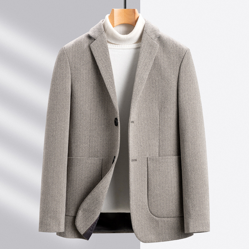 F2281Stylish Men's Wool Overcoat for Seasonal Transition - Spring/Autumn Collection