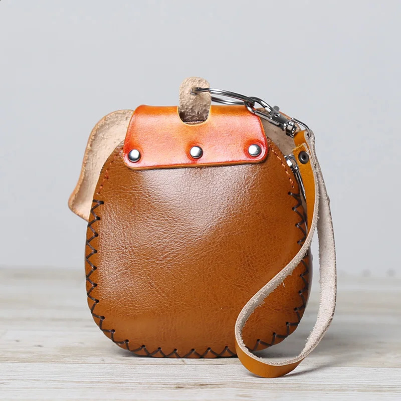 Top Layer Cowhide Creative Cartoon Elephant Zero Wallet Car Key Bag Tree Cream Leather Elephant Gift 250228