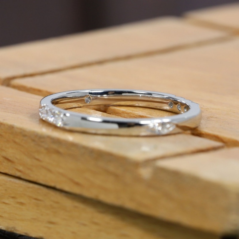 Jewelry Solid Gold Lab Diamond Simple Fashion Women Ring 1.6MM Round Cut CVD HPHT Stackable Promise Anniversary Real Gold Ring