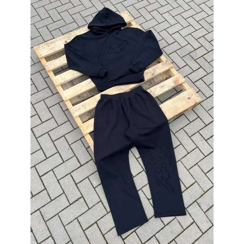Y2k Casual Hoodie Suit American Style High Street Alphabet Patch Versatile Streetwear Trendy Retro Hip Hop Men Women Sportswear