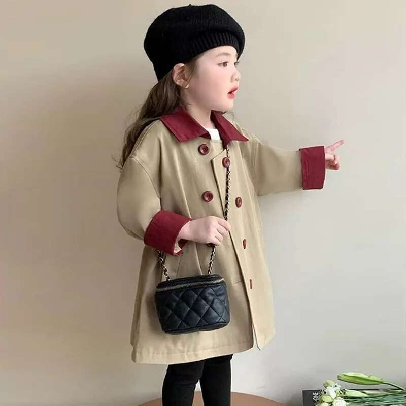 Ddmyshoesvip Girls Trench Children Spring Jackets Kids Button Coat Toddler Autumn Outerwear Baby Girl Long Sleeve Clothes