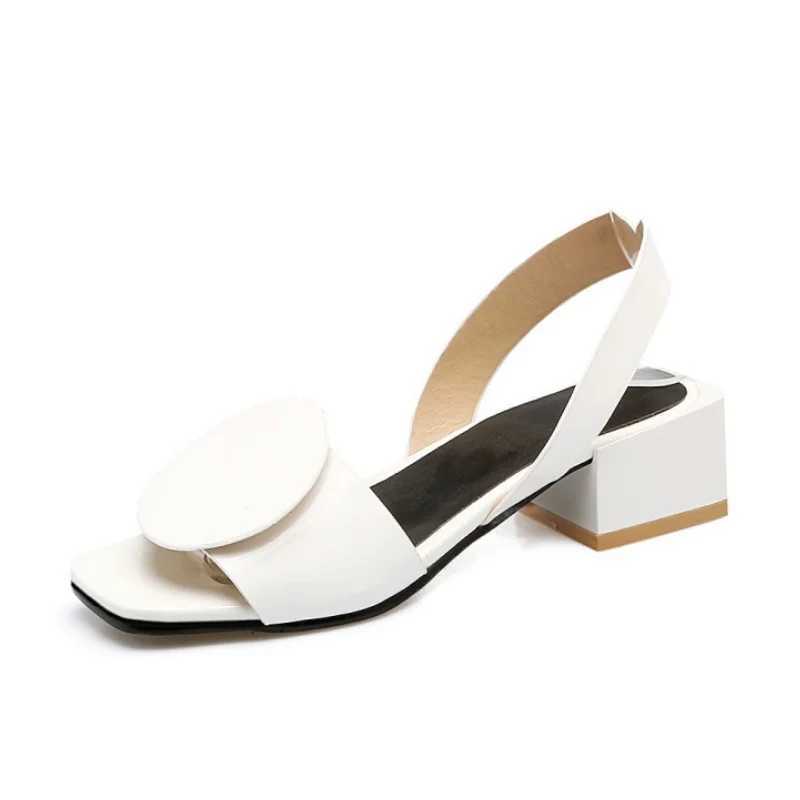 Black White Sandals Wen Summer Square H Slip On Off New Ladies Shoes Cust Patent Leather Sandalias Hot Mujeres Wsh3893 Z250301