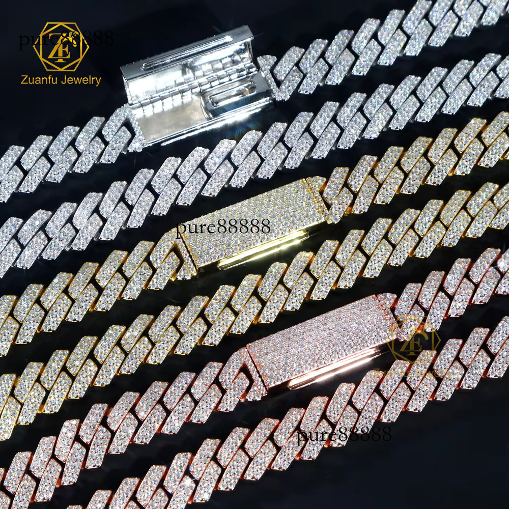 Drop Shipping VVS Moissanite Cuban Chain 10mm 12mm 13mm 15mm Hip Hop Necklace Men's Accessories