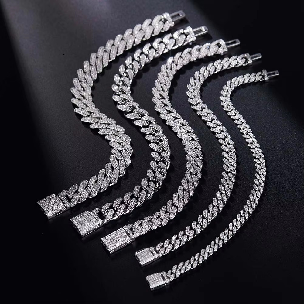 RINNTIN SMB07 Jewelry Cuban Chain Pure Sier DE Colored Silica Bracelet