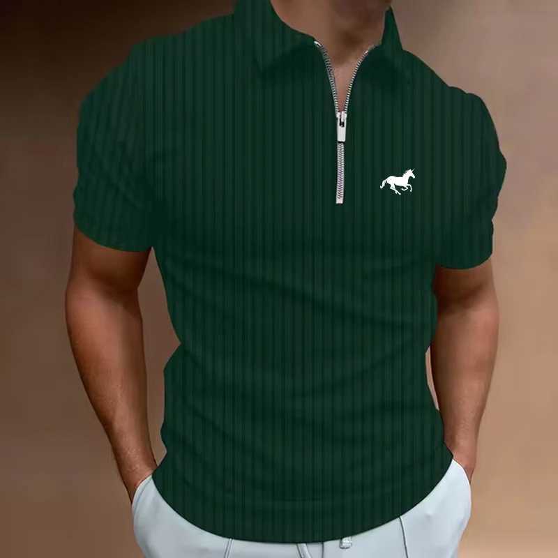 Mens Golf Shirt Polo Casual Quarter Zip Short Sleeve Fashion Casual Striped Zipper Summer Spring Regular Fit Golf ShirtT250228