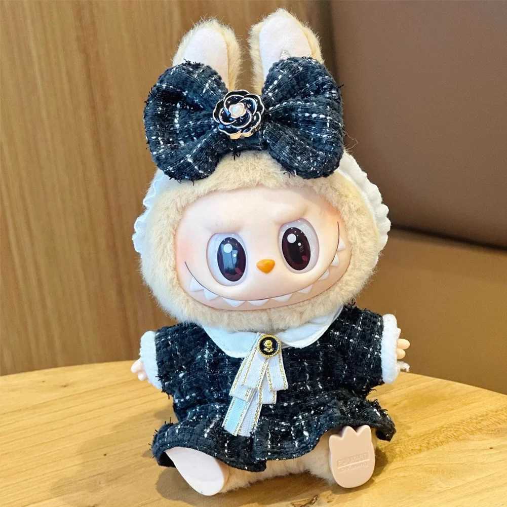 Doll Outfit Accessories for Labubu Clothes Designer Black and White Plaid Dress Set DIY Mini Dolls Clothing Girl Gift W250301