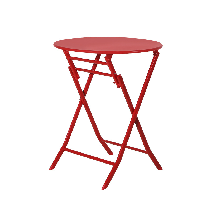 Foldable table small household dining table balcony simple small table foldable small round table small family iron dining table