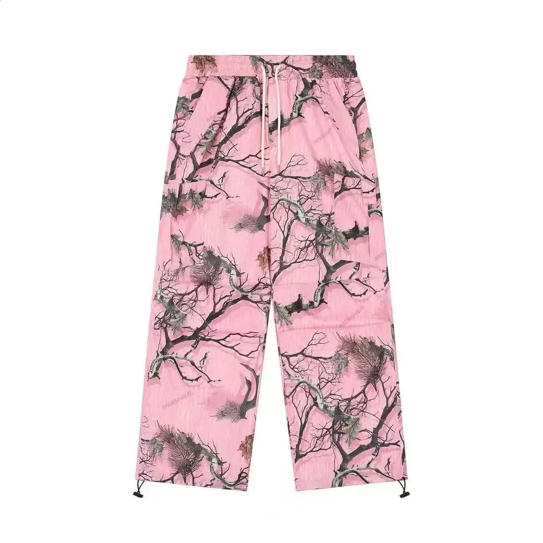 Y2K Pink Camouflage Casual Pants Mens Hip Hop American Retro Trend Printing Loose Pocket Couple Straight Wide Leg Pants Unisex 250225