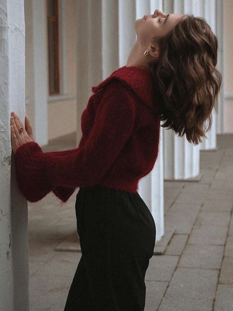 Tossy Knit Sweater Cardigan Outwear Women's Lapel Long Sleeve Patchwork High Waist Cropped Top Streetwear Female Knitwear Coat