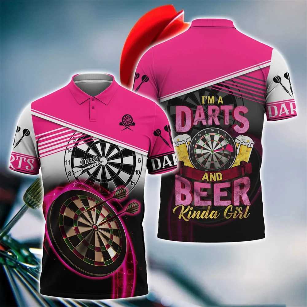 Men's T-Shirts Mens Polo T-shirt Fashion Printed 3D Dart Turntable T-shirt Hip Hop Harajuku Street Clothing Oversized Collar Short Sleeve Shirt J