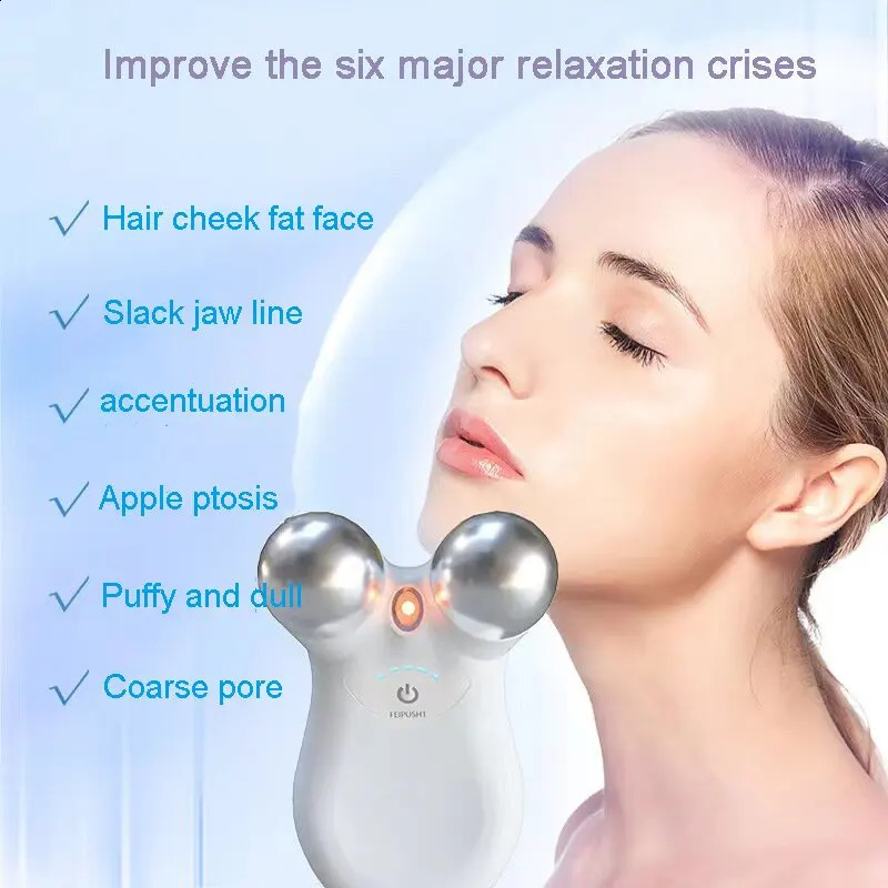 Microcurrent Face Roller Massager Face Lifting Machine 3D Facial Massage Roller Anti Tighten Skin Rejuvenation Skin Care 250226