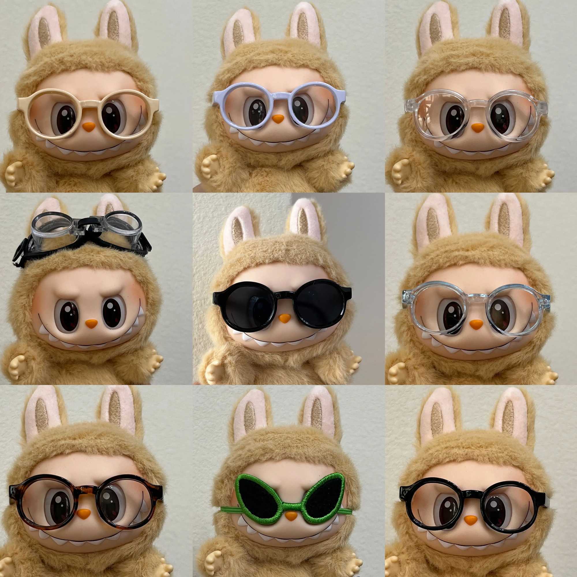 17cm mini plush doll clothing accessory suitable for Korean Kpop Exo Labubu idol glasses sunglasses clothing giftsXJ250301