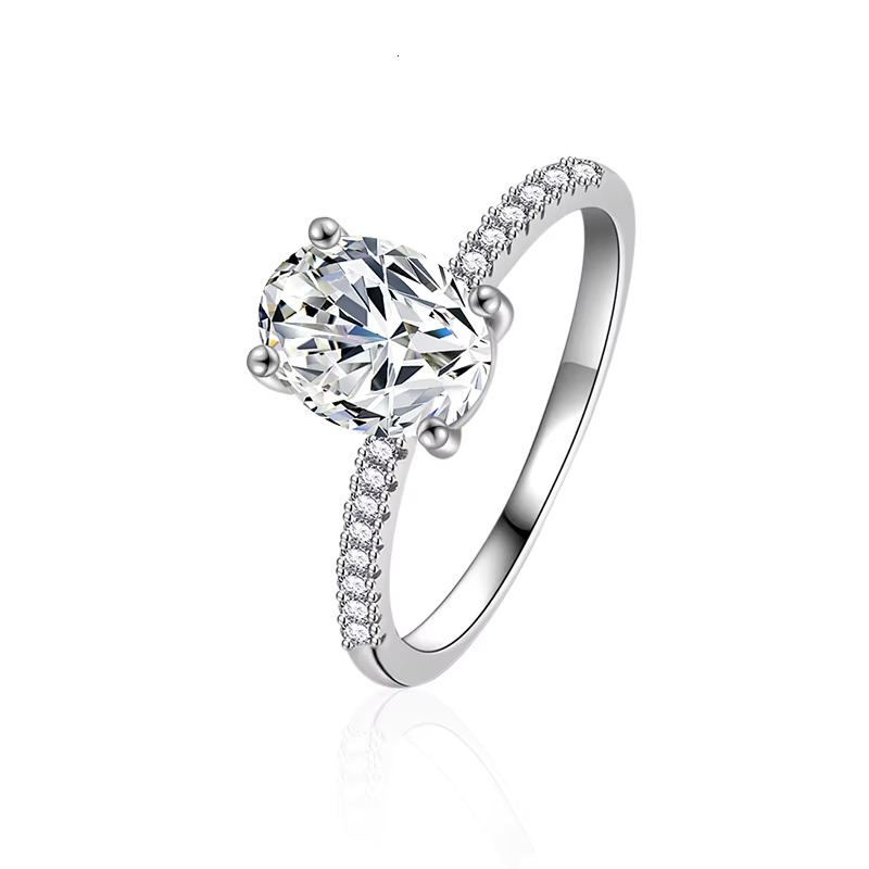 Oval Cut Moissanite Ring S Sterg Sliver Plated Wedding Engagement Rings for Women