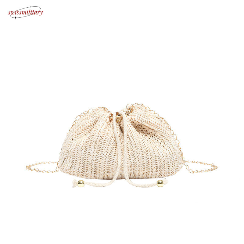 Straw woven for women 2025 new niche design summer crossbody vacation beach bucket bag #swissmilitary