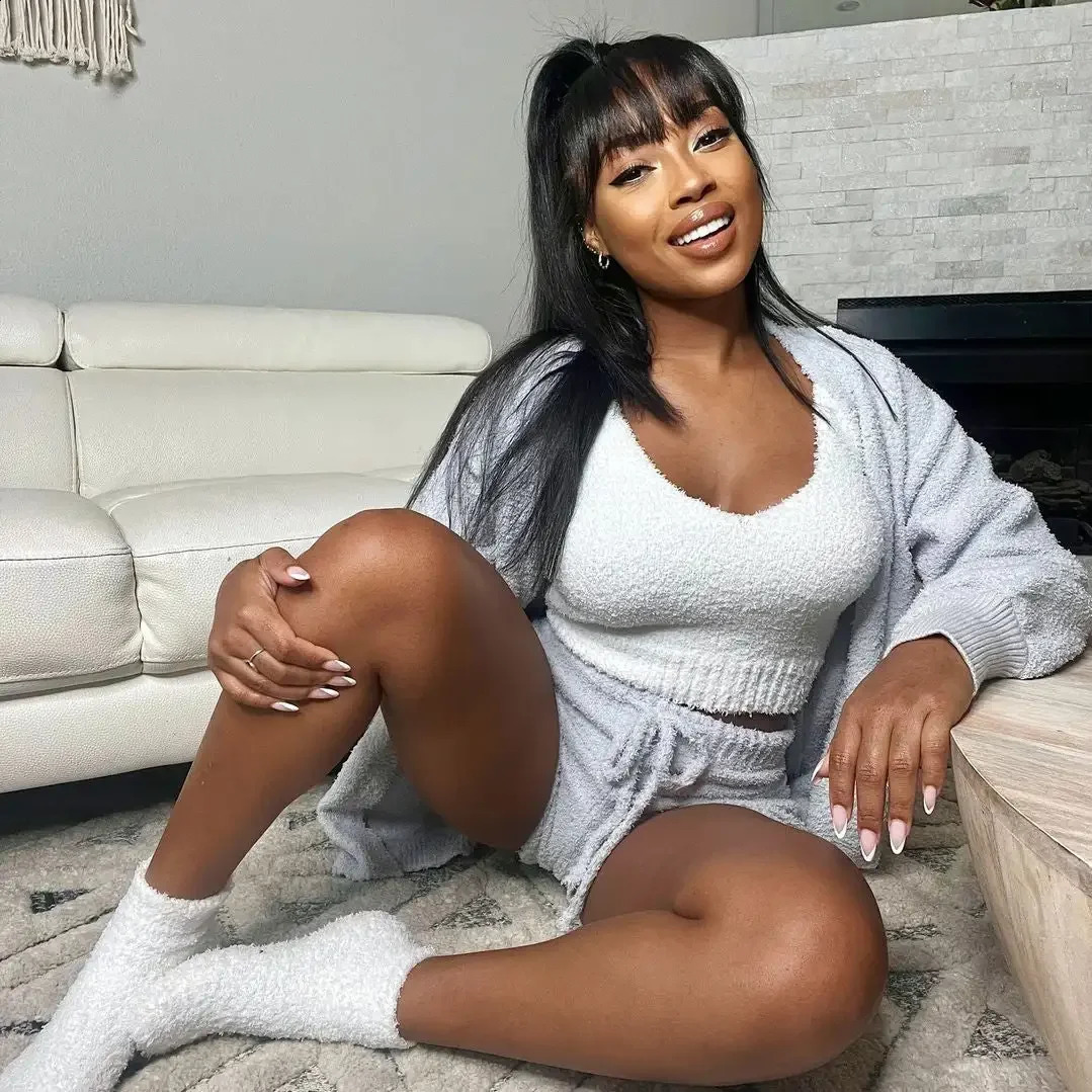 Womens Cosy Knit Set Outfits O Neck Cropped Tank Tops Long Sleeve Fleece Warm Hooded Cardigan Shorts Set Comfortable Loungewear 250228