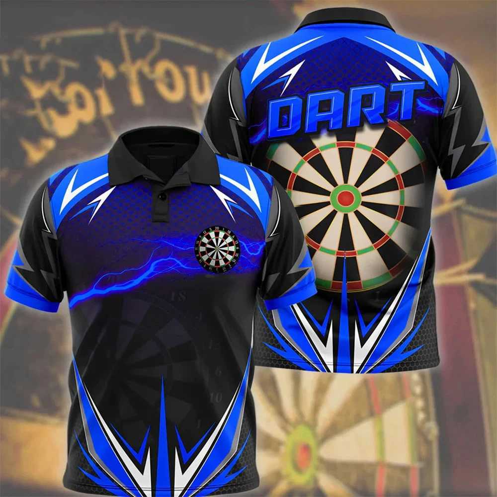 Men's T-Shirts Mens Polo T-shirt Fashion Printed 3D Dart Turntable T-shirt Hip Hop Harajuku Street Clothing Oversized Collar Short Sleeve Shirt J