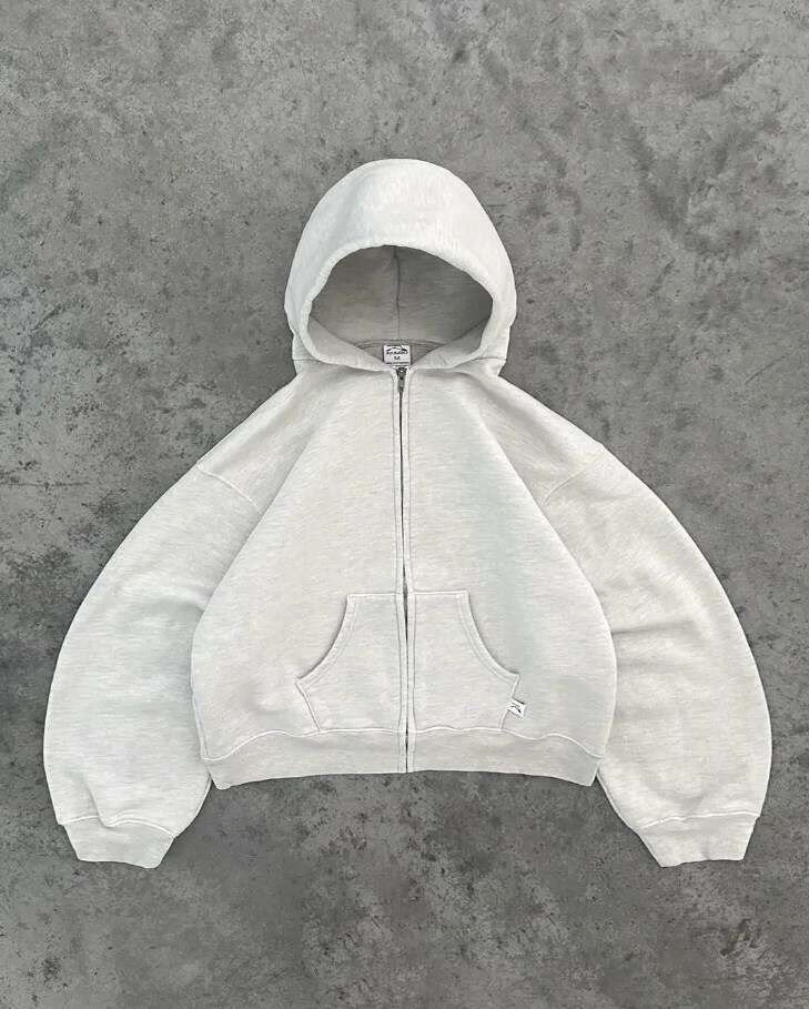 Fashion Loose Hooded Solid Color Zipper Cardigan Sweatshirt Street Trendy Top gift for man