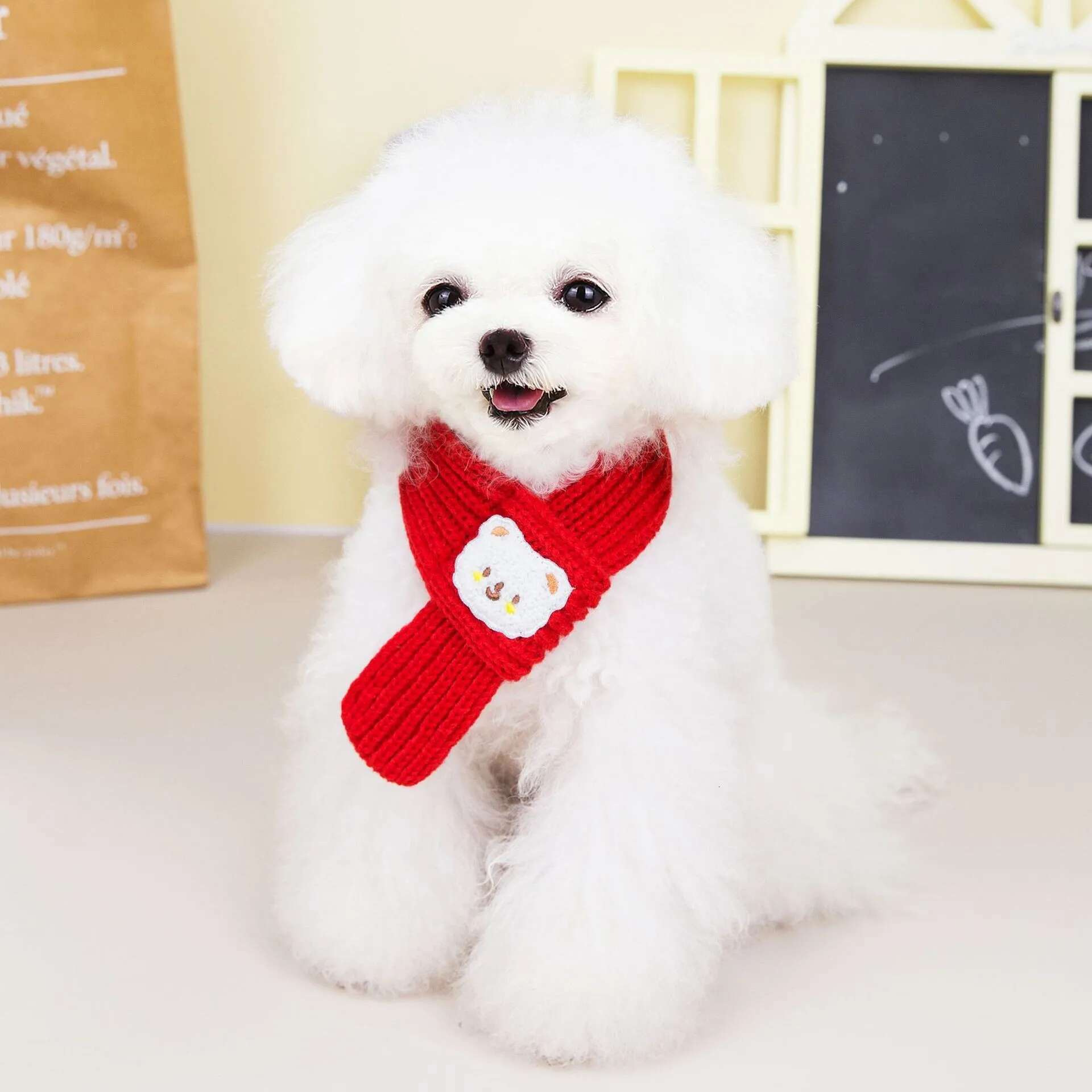 Update Autumn/Winter Knitted Soft Comfortable Warm New Year's Christmas Scarf Cats Puppy Accessories Pet Supplies
