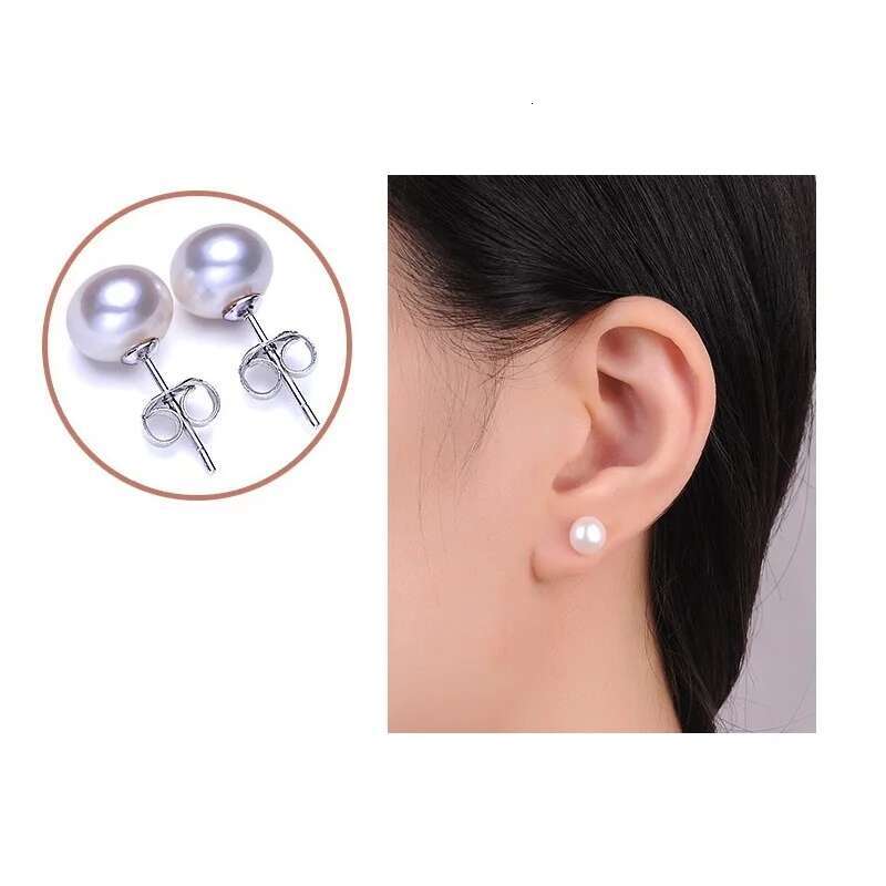 Natural Freshwater Pearl Stud Earrings Real Sterg Sier Earring For Women Jewelry Fashion Gift