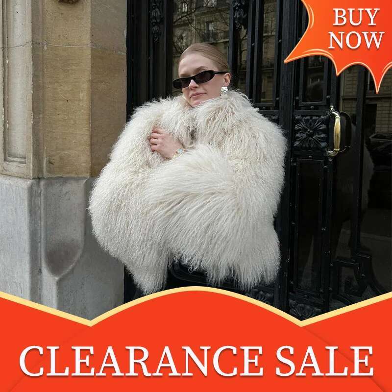 Elegant White Women's Thicken Cropped Faux Coat Casual Long Sleeve Short Loose Fur Jacket Winter Lady Chic Street Outerwears