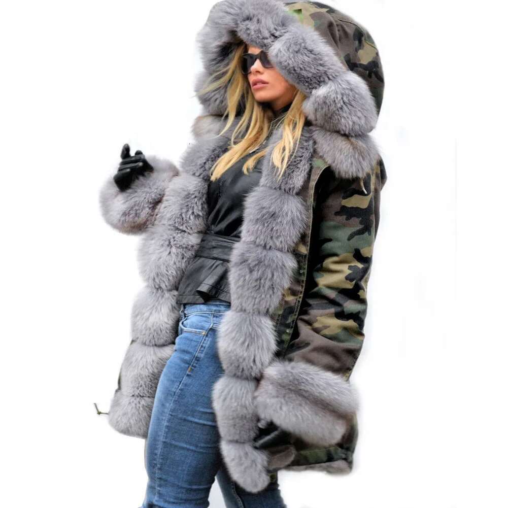 New Women Winter Thick Warm Parka Women's Military Parkas Coats Hooded Collar Woman Faux Fur Veet Jacket