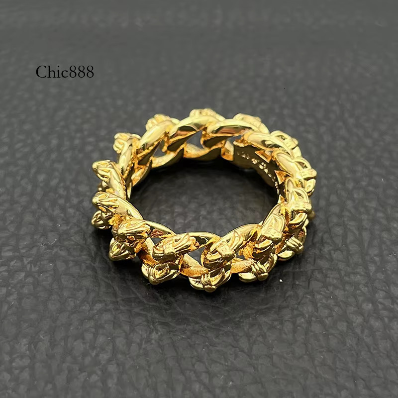 Wholesale Vintage Punk Hiphop Retro Style Cross Chain Ring Golden Fashion Jewelry Rings for Men Woman Gothic Chrome Engagement