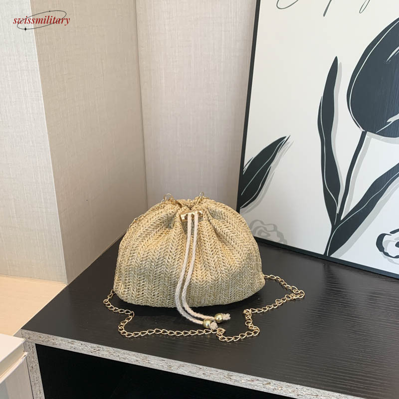 Straw woven for women 2025 new niche design summer crossbody vacation beach bucket bag #swissmilitary