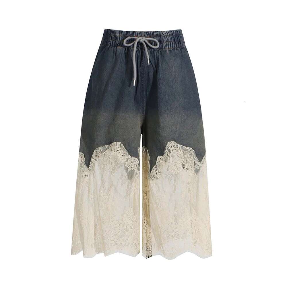 TWOTWINSTYLE Colorblock Designer Two Piece Set For Women V Neck Sleevelss Vest High Waiste Pant Spliced Lace Sets Female Fashion