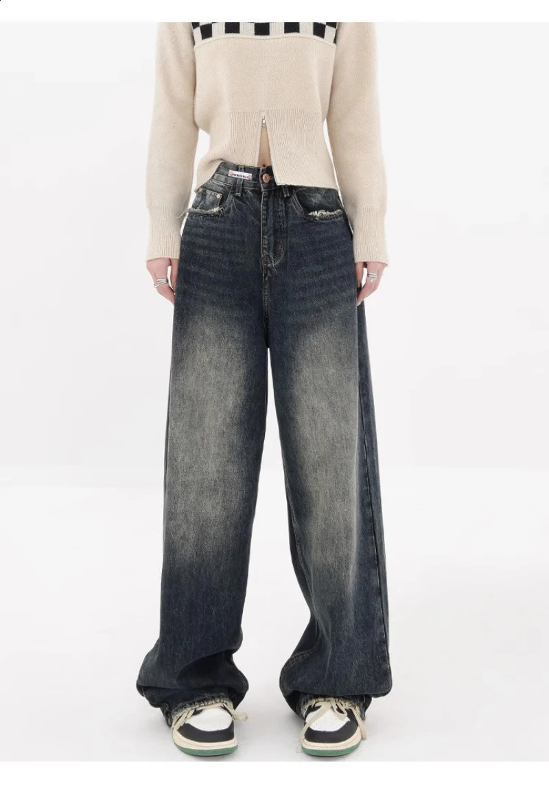 Harajuku Y2K loose jeans streetwear retro fashion high waisted pants street wide leg jean 250319