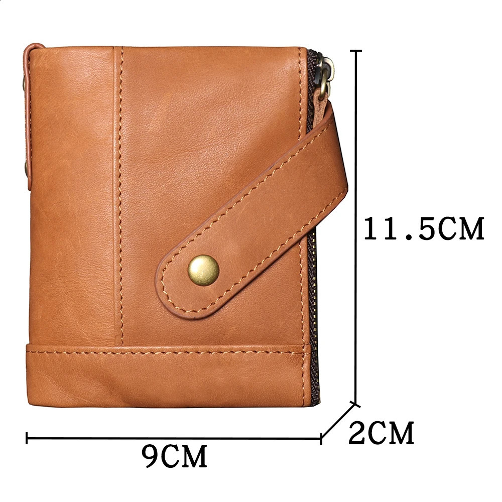 LUOKIR Genuine Leather Mens Wallet Top Layer Cow Pickup Bag Retro Oil Wax Leather Multifunctional Coin Purse 250228