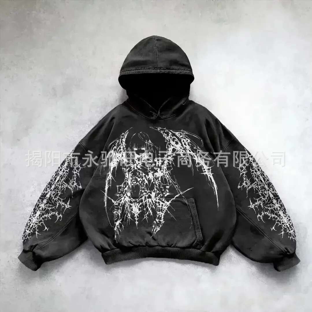 Streetwear Y2k Hip Hop Style Loose Fit Sweatshirt With Hoodie Autumn/Winter New Arrival Fashion Trendy Brand Casual Wear