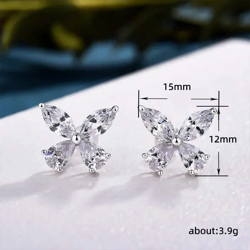 Simple Dainty Butterfly Earrings Sier Lady Dazzg Dia Ear Jewelry All Match Trend Insect Accessories for Daily Life