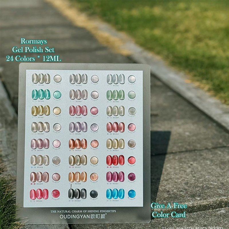 Rormays Light Chasing Cat's Eye gel Polishing 24PCS Mixed Varnish gel Soaking Shiny Star Cat's Eye Durable UV LED Nail Primer Salon gel Whol
