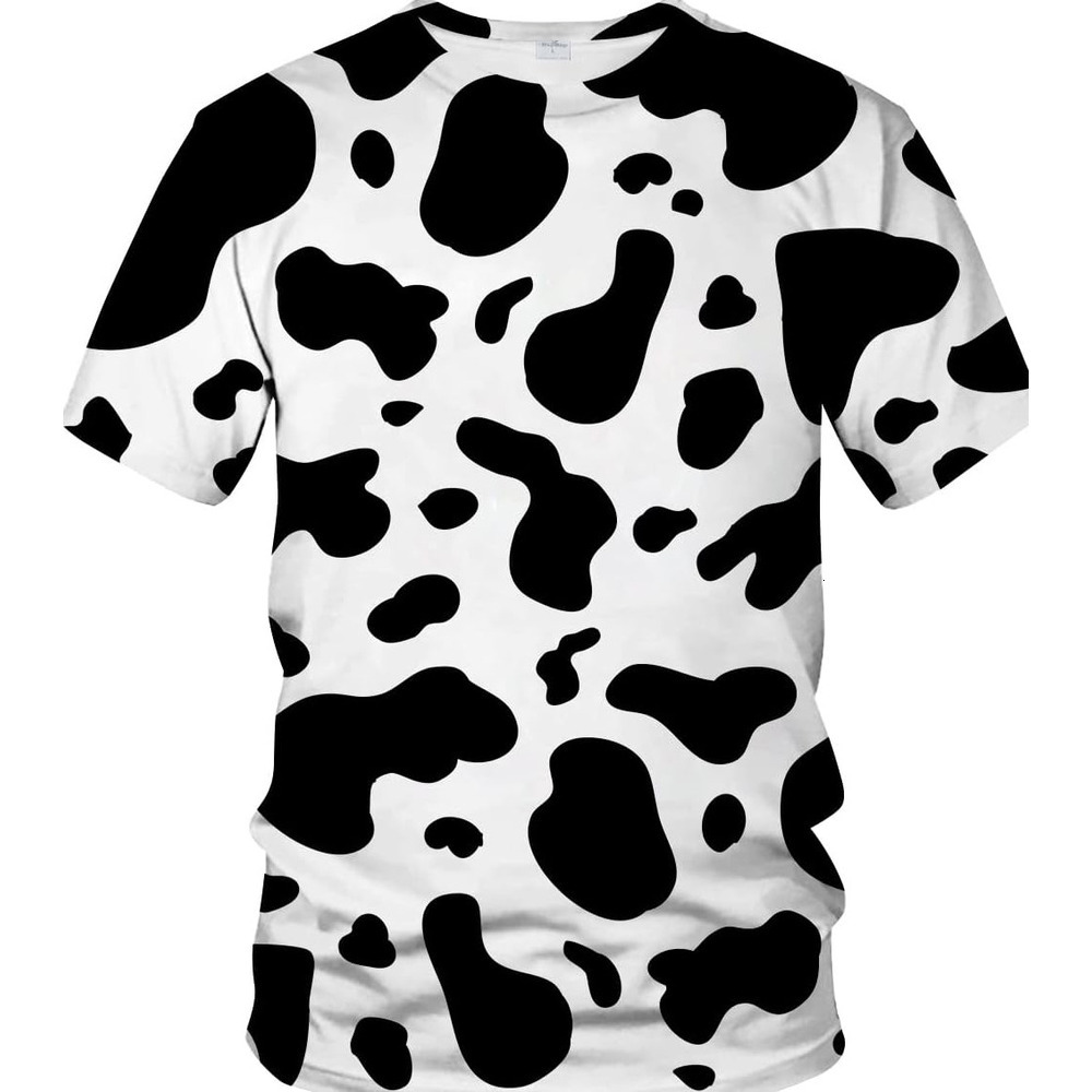 Mens T shirt Men Women 3D Cow Print Funny Short Sleeve Tshirts Fashion Crewneck T-Shirts tee Casual tops summer clothes Cute pattern
